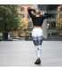 SA091 - Block Geometric Skinny Elastic Waist Yoga Leggings